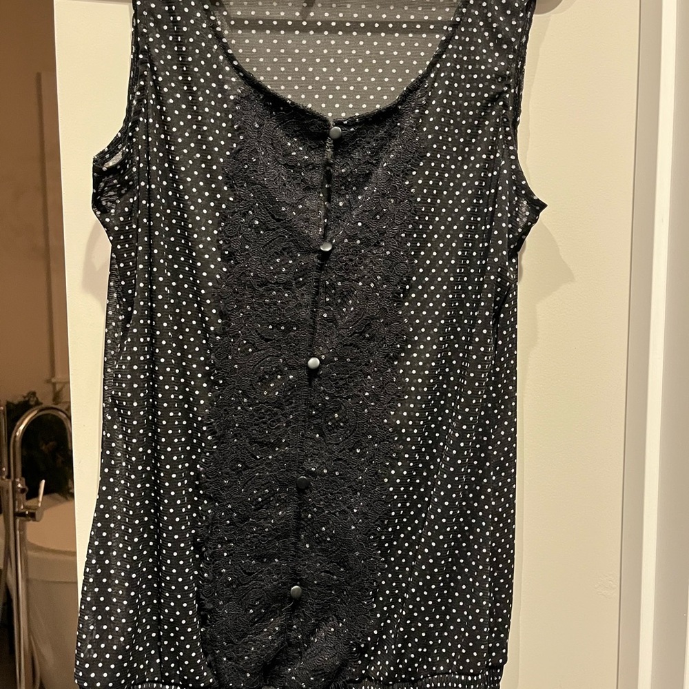 Maurices Black and White Polka Dot Lace Blouse